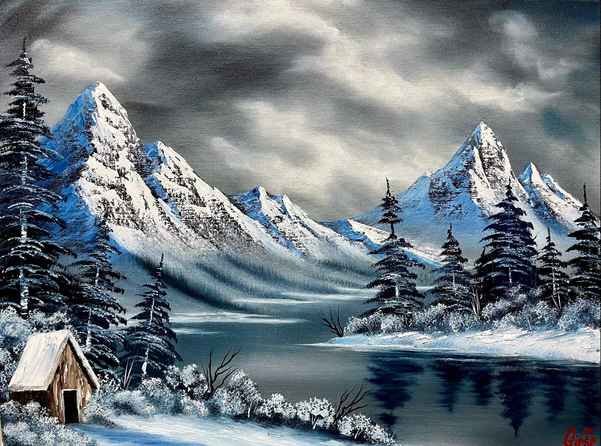 bob ross an arctic winter day