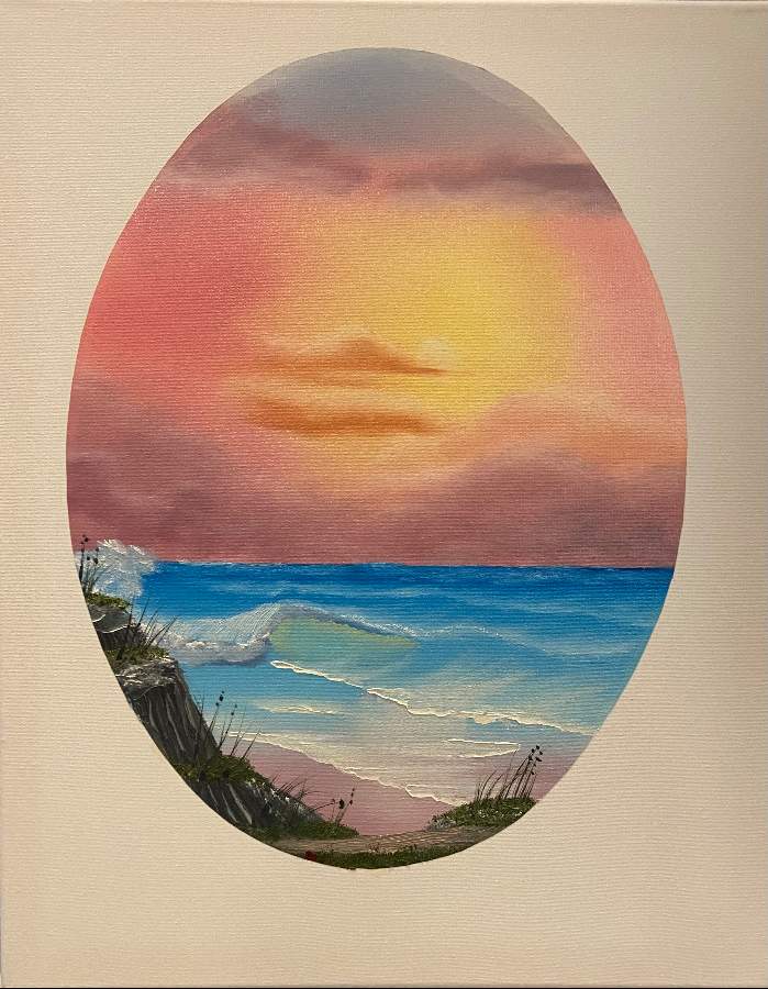 bob ross pastel seascape