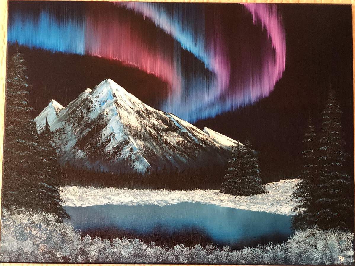 Bob Ross Replica Northern Lights Painting by Theodore Brooks - Pixels