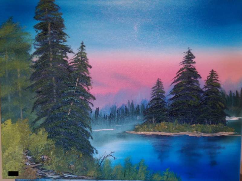 Bob Ross Inspired Painting - Island in the Wilderness Tapestry for Sale by  fsultesart
