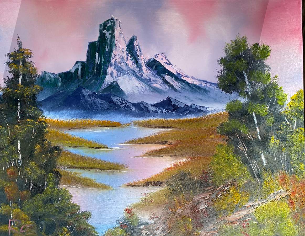 Mountain Reflections, my latest Bob Ross painted in Dec 2020. Hoping to  paint again soon! : r/HappyTrees