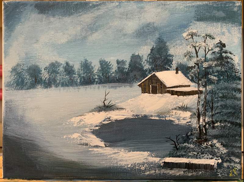 bob ross frozen beauty in vignette