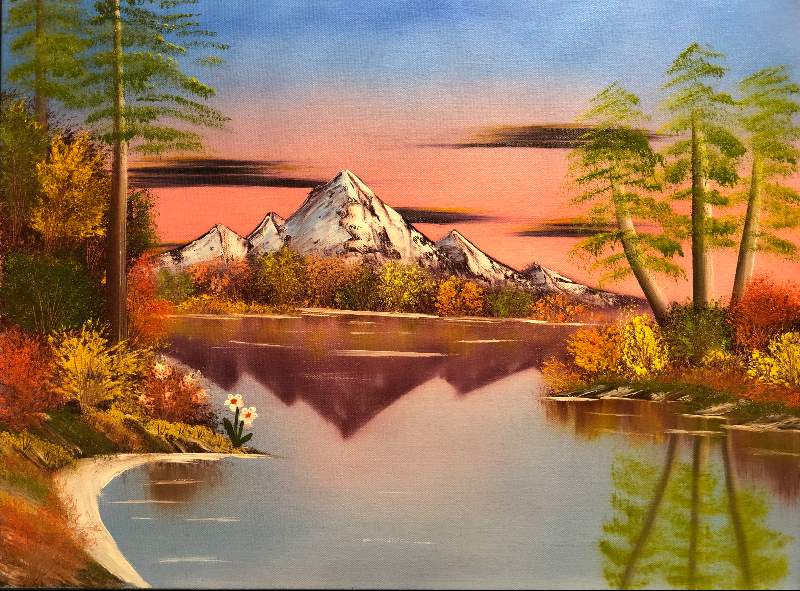 Mountain Reflections, my latest Bob Ross painted in Dec 2020. Hoping to  paint again soon! : r/HappyTrees