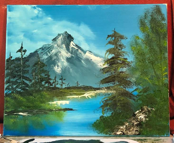 artist loft using bob ross' mountain summit for their paint by numbers kit  : r/HappyTrees