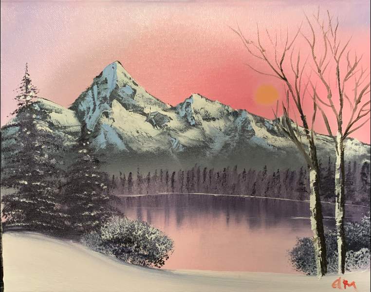 bob ross winter frost painting