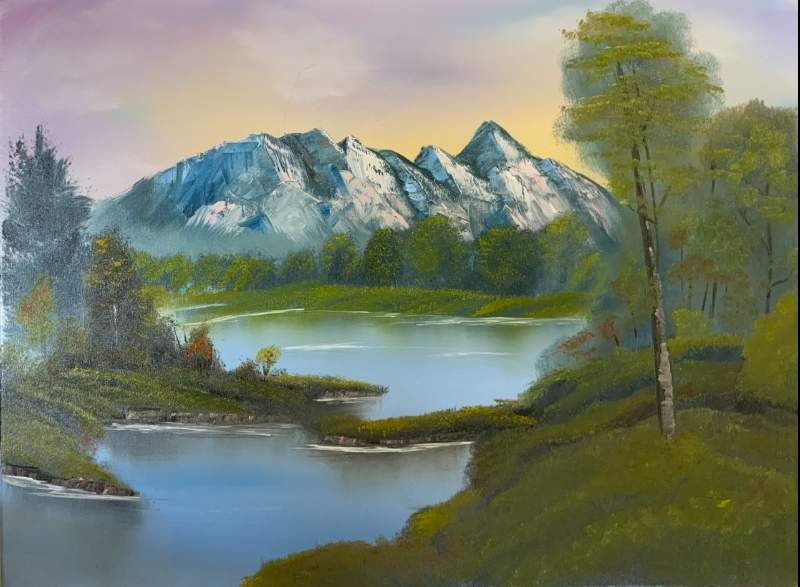 bob ross soft mountain glow