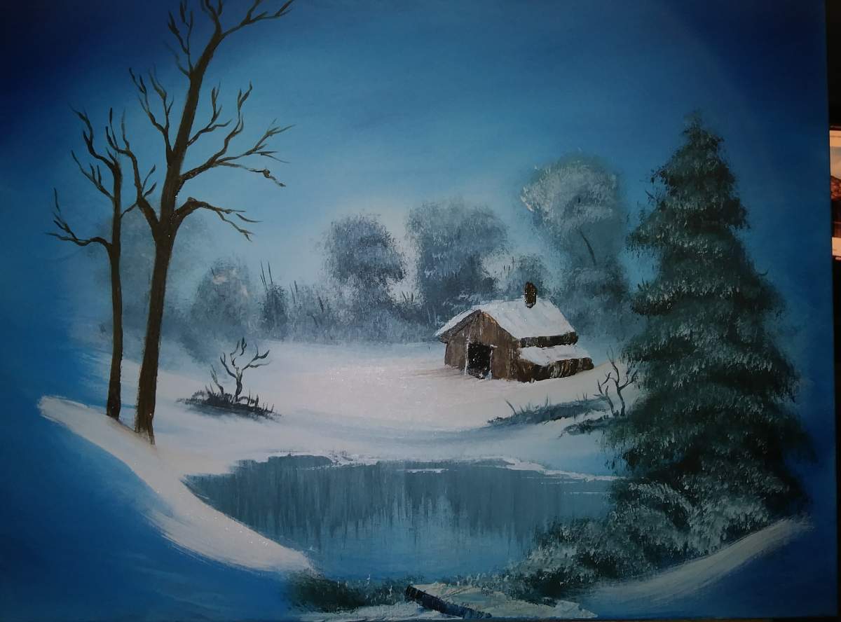 bob ross frozen beauty in vignette