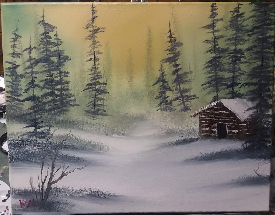 bob ross snowy morn