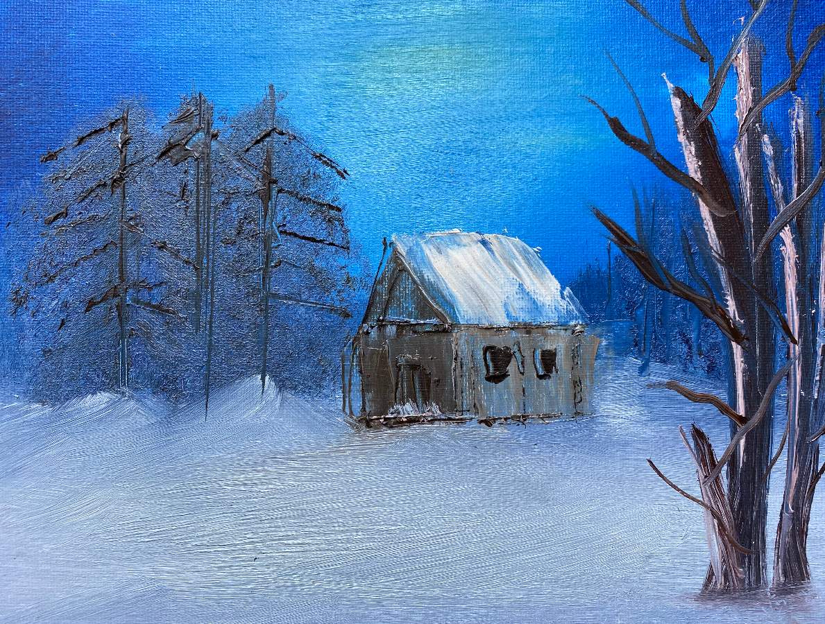 bob ross frosty winter morn