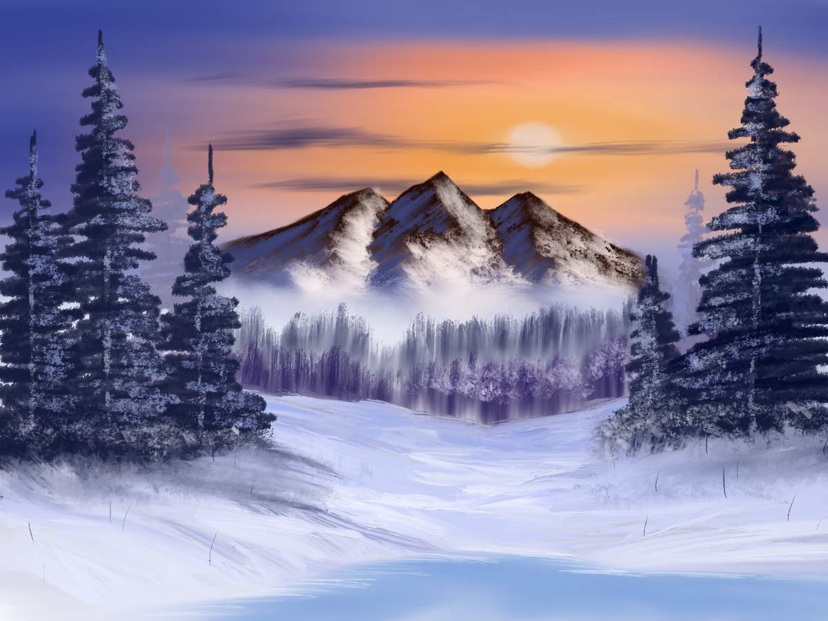 winter evergreens bob ross