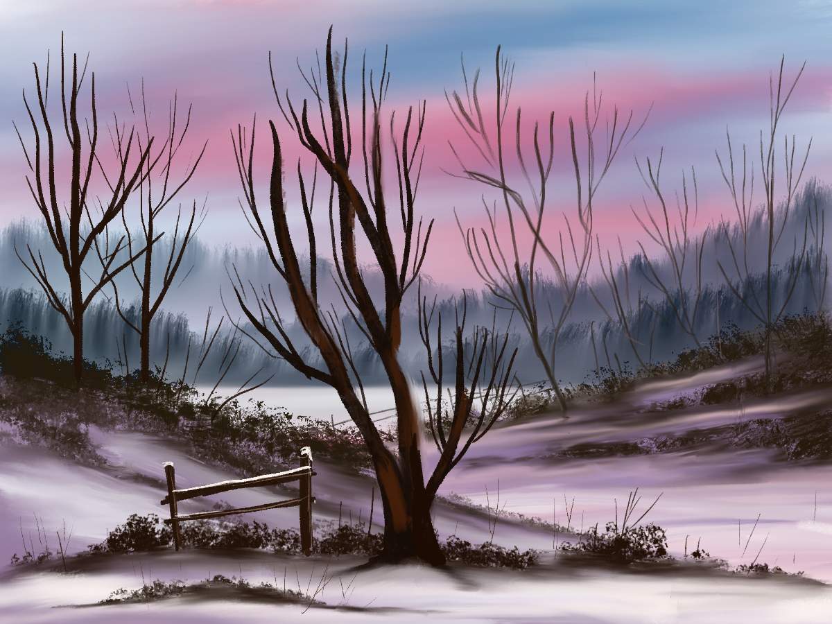 bob ross winter solitude