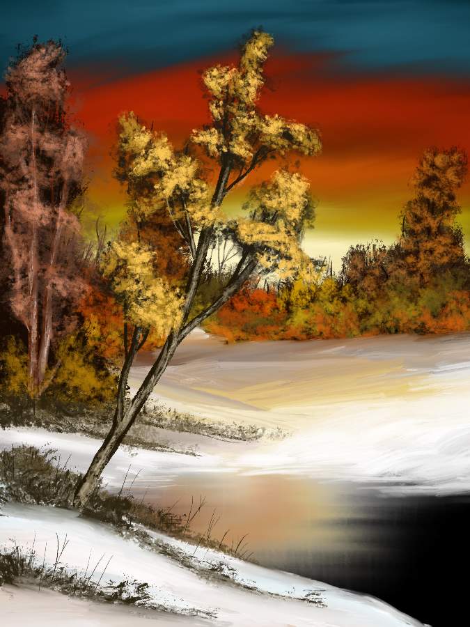 bob ross golden sunset