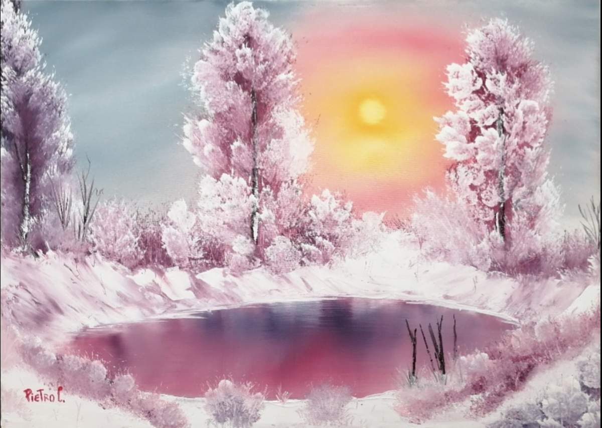 bob ross winter sun painting