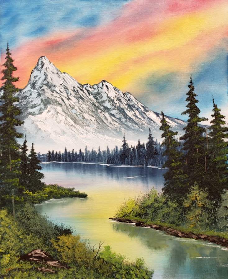 bob ross rainbow painting