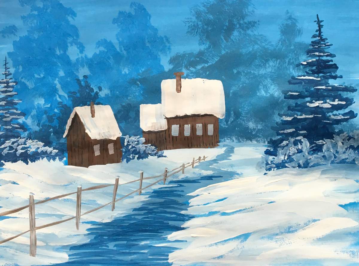 bob ross winter at the farm