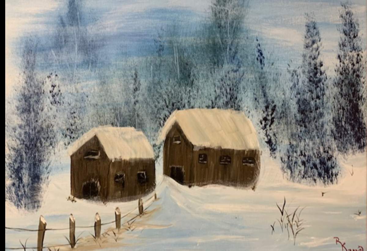 bob ross winter at the farm