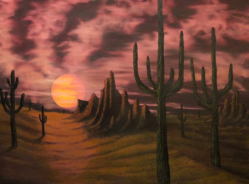 Cactus At Sunset