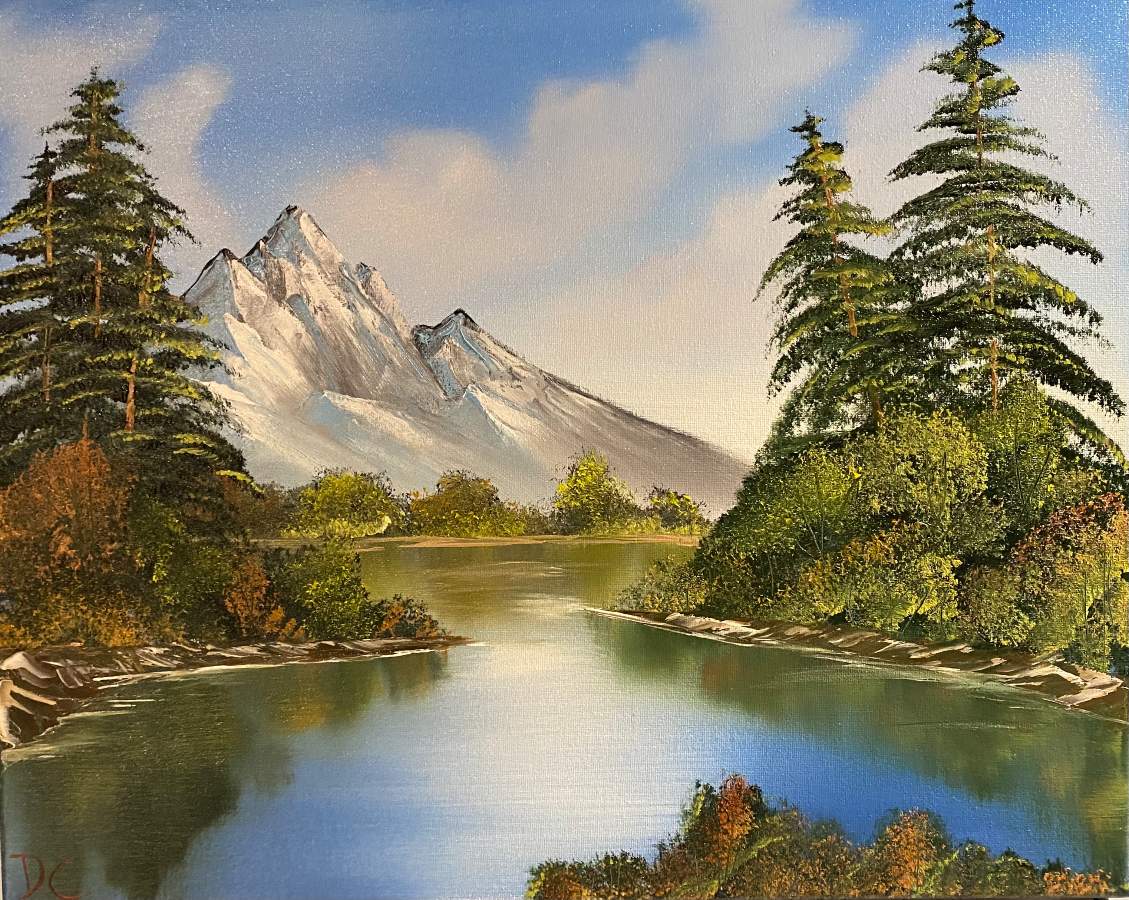 Mountain Reflections, my latest Bob Ross painted in Dec 2020. Hoping to  paint again soon! : r/HappyTrees