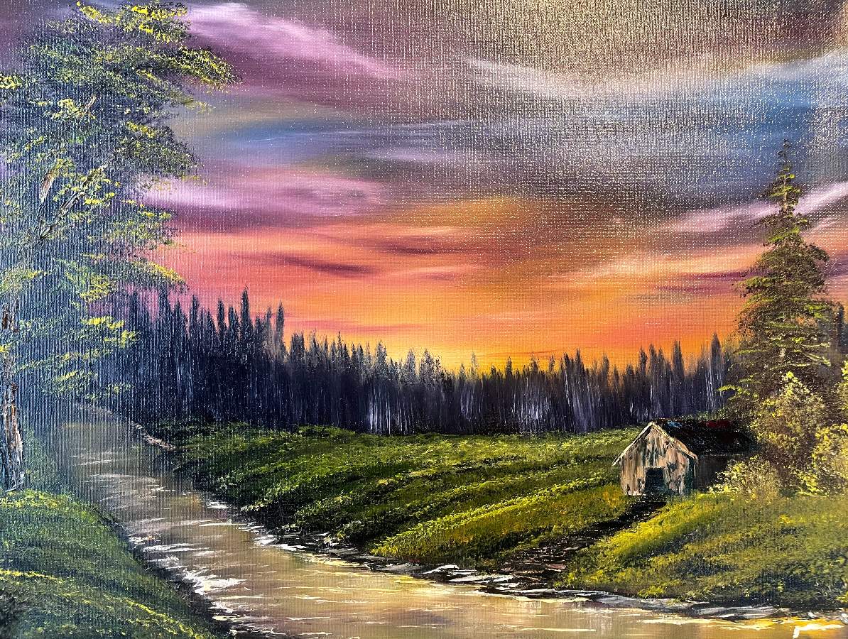 evening at sunset bob ross