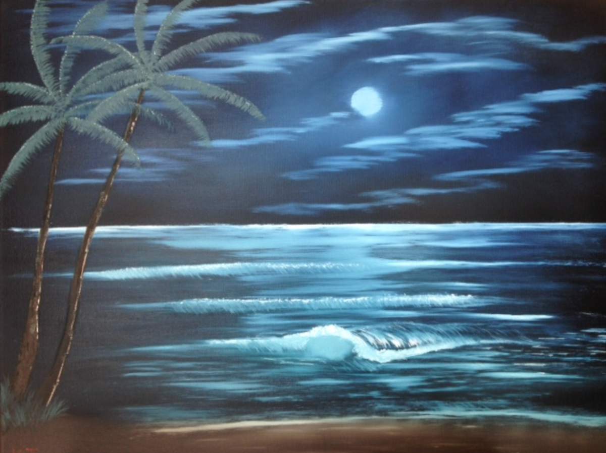 bob ross blue moon painting