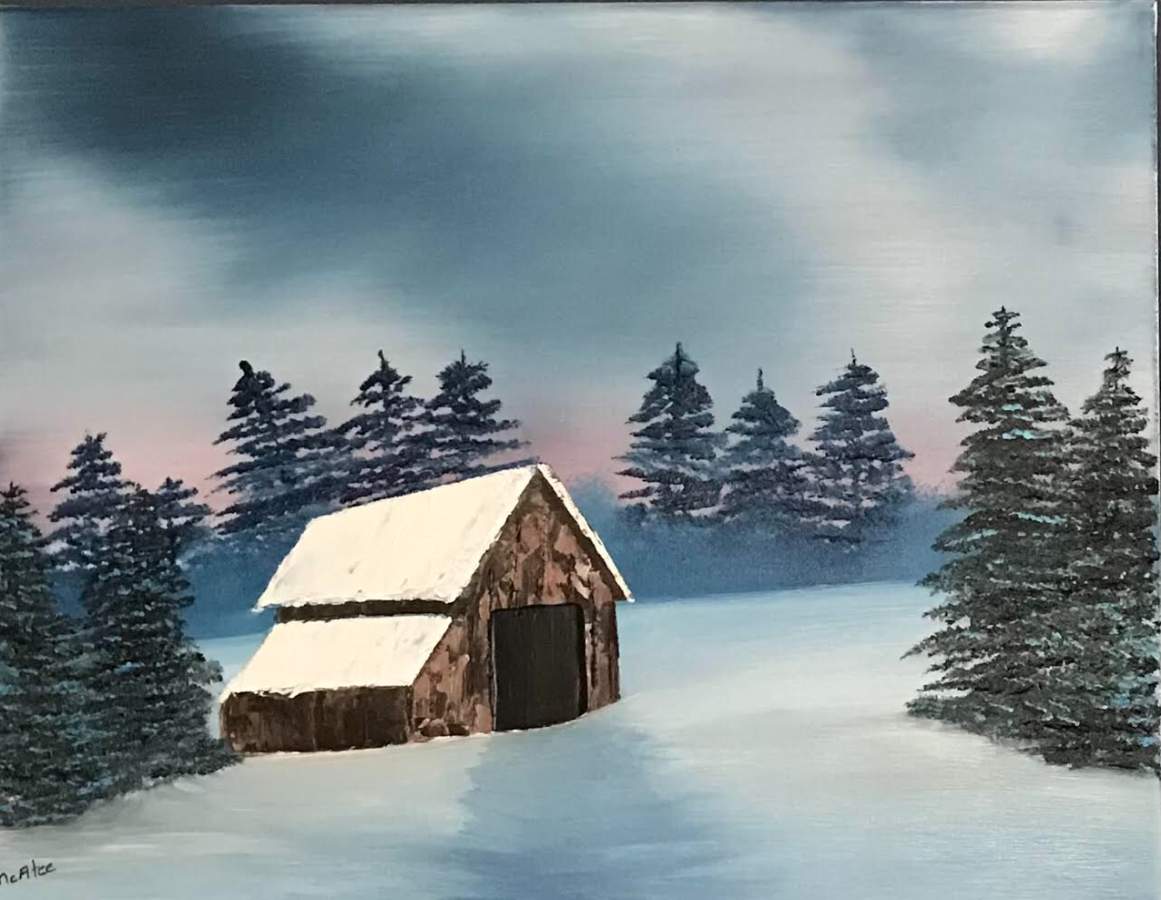 winter cabin scenes inside
