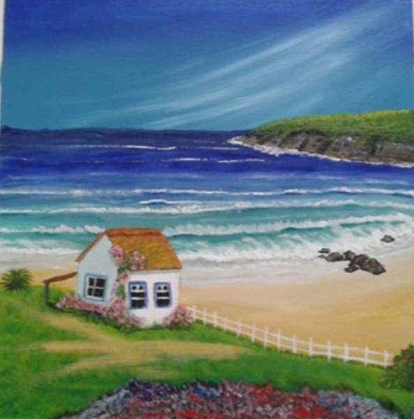 house by the sea painting