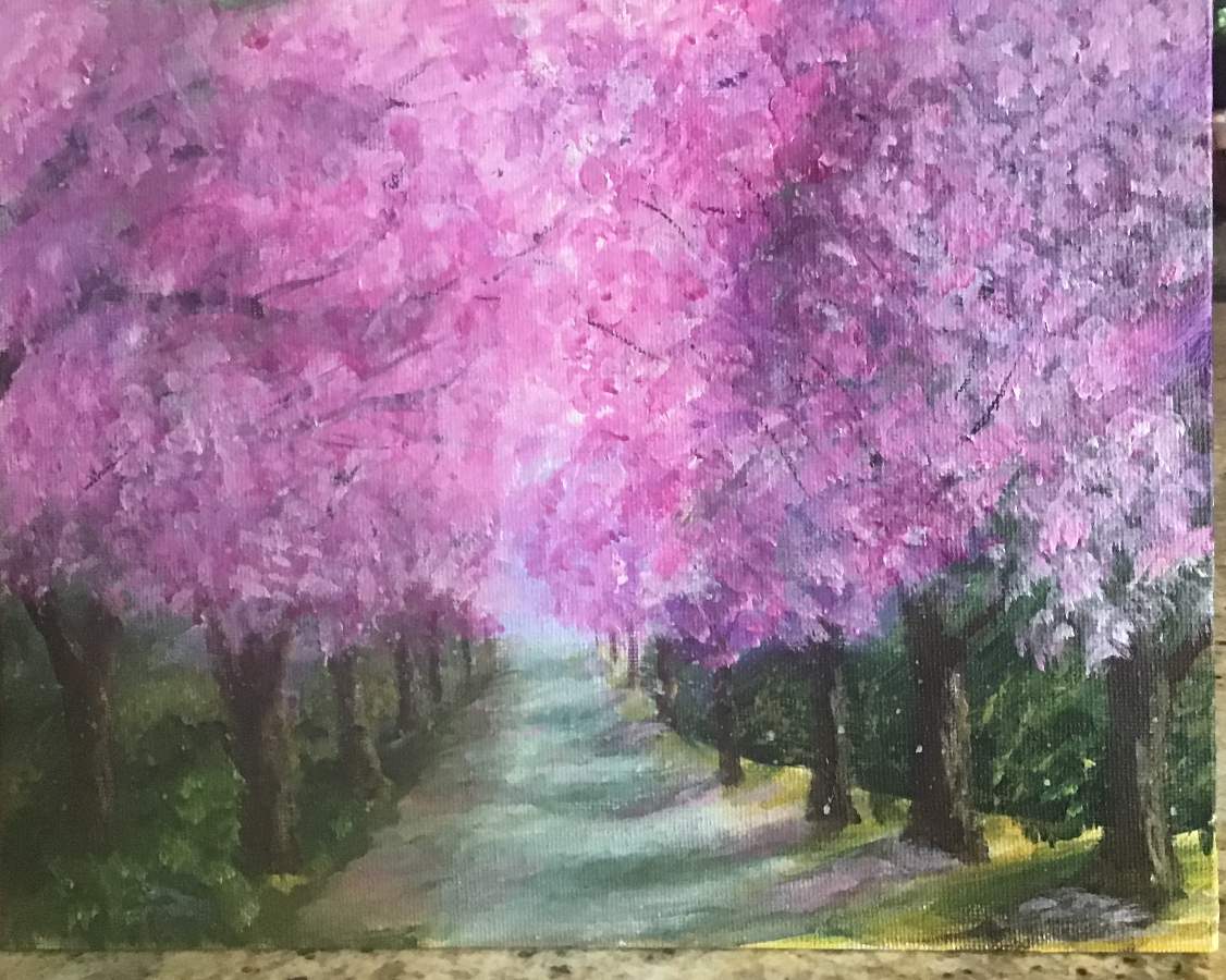 bob ross cherry blossom painting