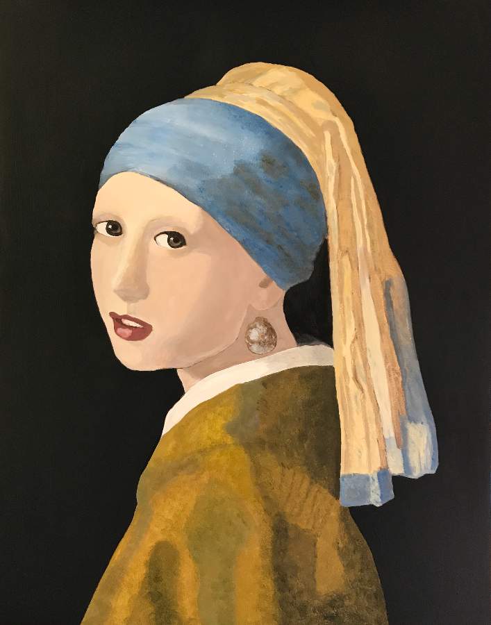 Stylized painting of the girl with the pearl earring in the style of manet  on Craiyon