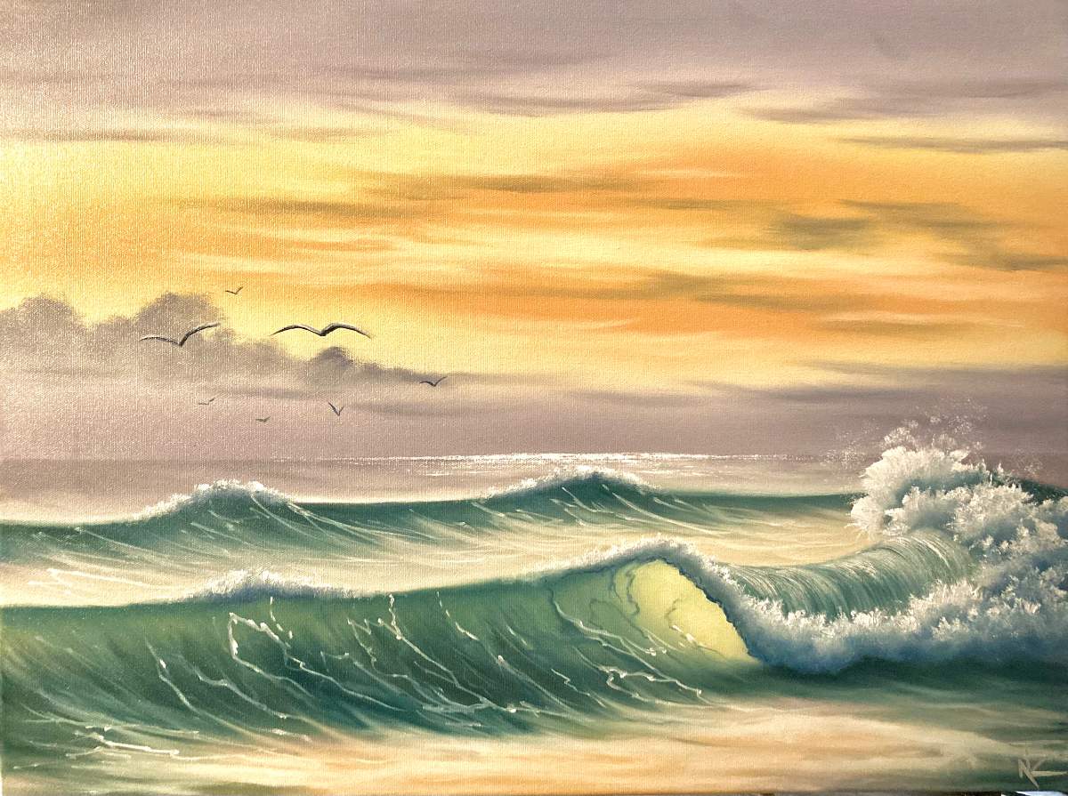 Day 5 Bob Ross Seascape Fundamental • Morning Ocean Bliss • Nic Hankins