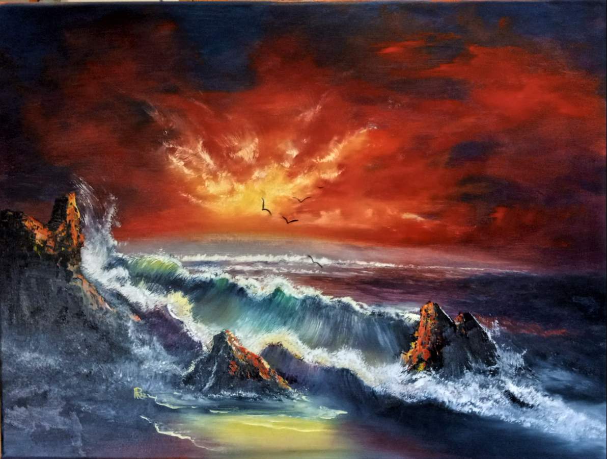 Sunset Seascape Bill Alexander   Flippergirlpaintssunset Seascape Bill Alexander 