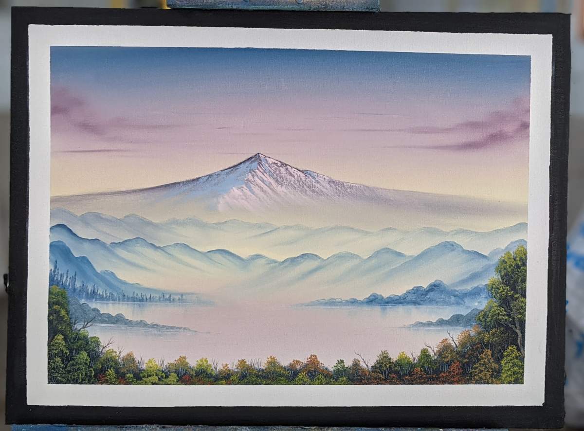 Mountain Artwork, Original Acrylic Painting, Pastel Color Sky