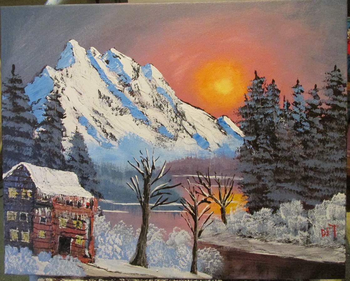 winter mountain bob ross