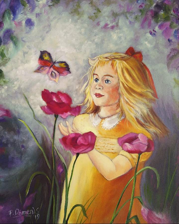 Little Girl And Butterfly